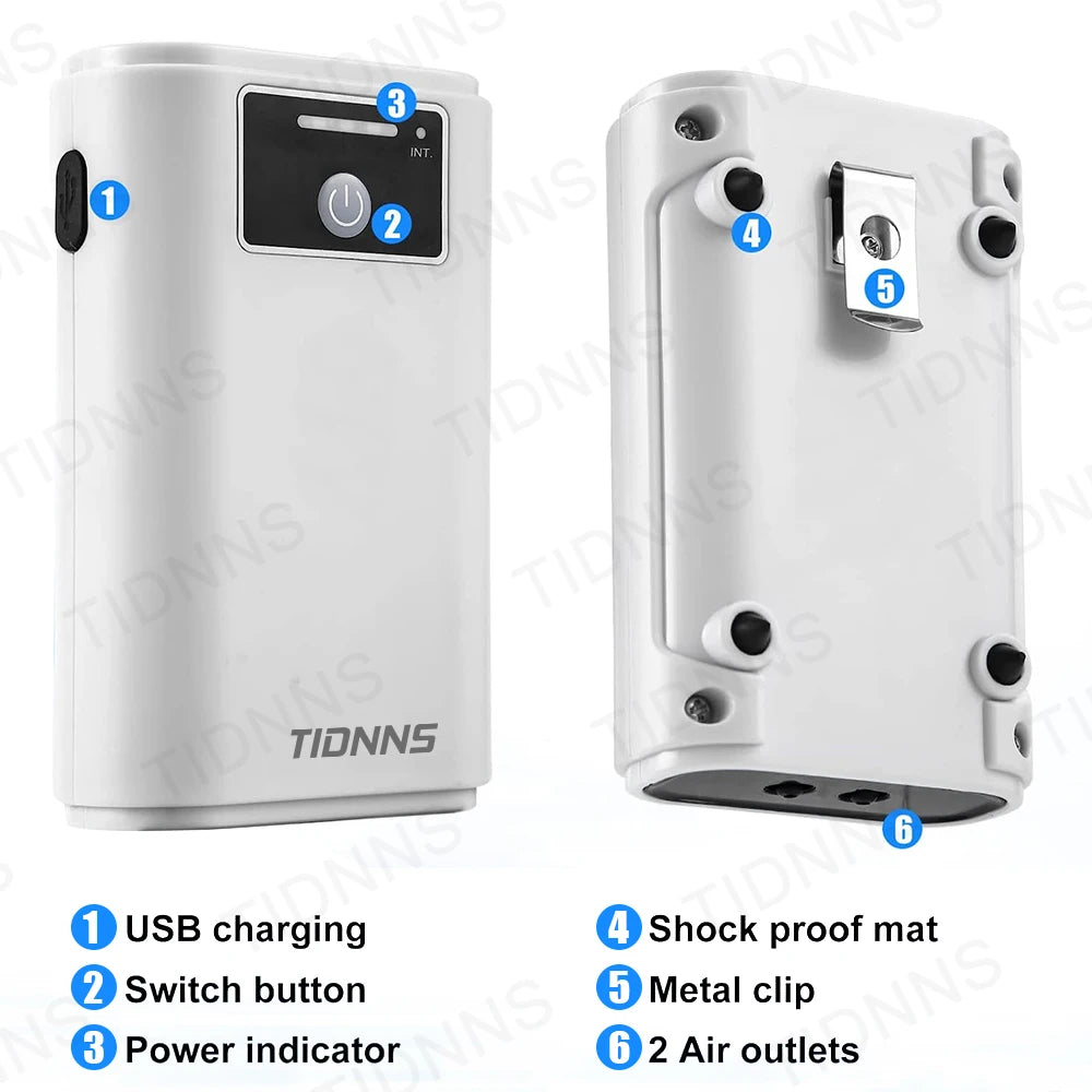 White electronic device with labeled features on a white background