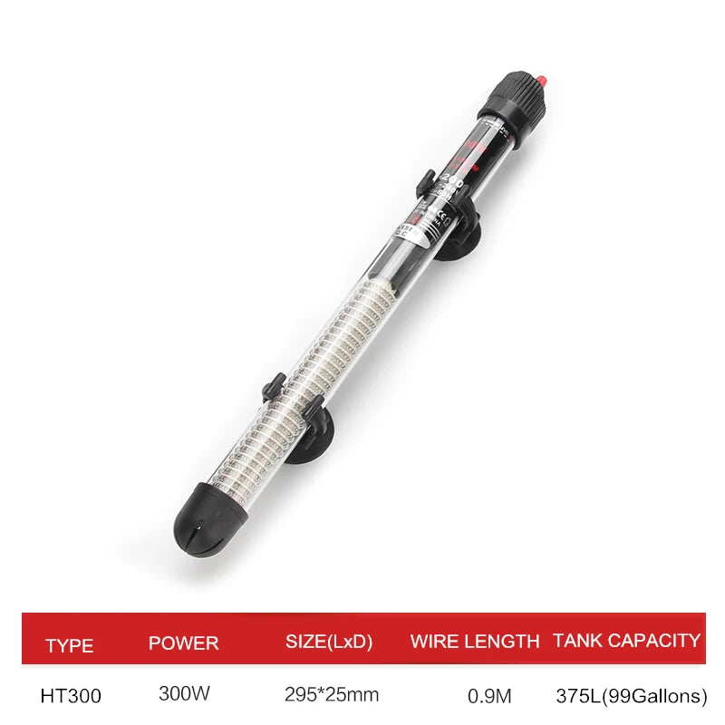 Tank heater with specifications on a white background