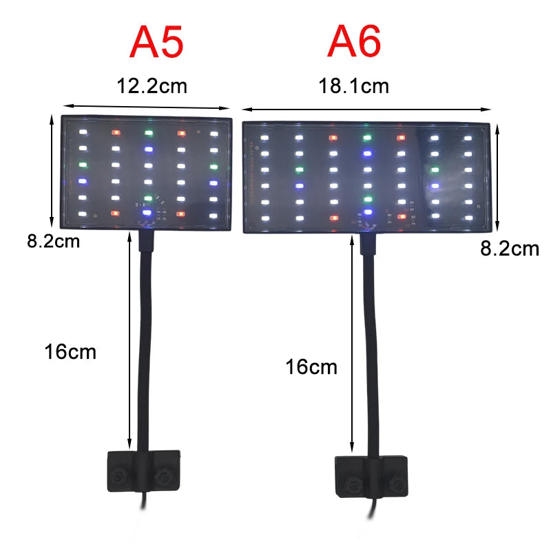 Two LED panels with dimensions labeled A5 and A6 on a white background.