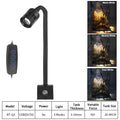Black aquarium light with remote control and color options displayed.