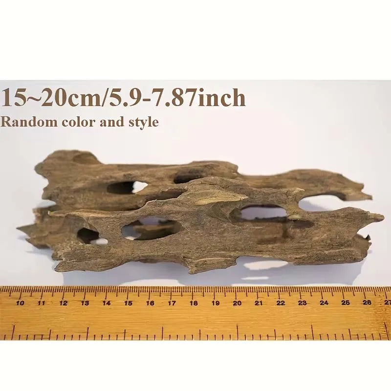 Wooden decorative piece with measurement on a white background