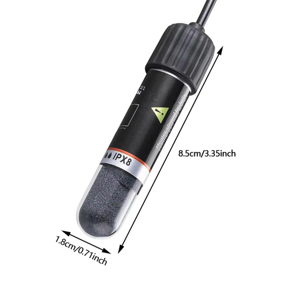 Black electronic device with measurements on a white background