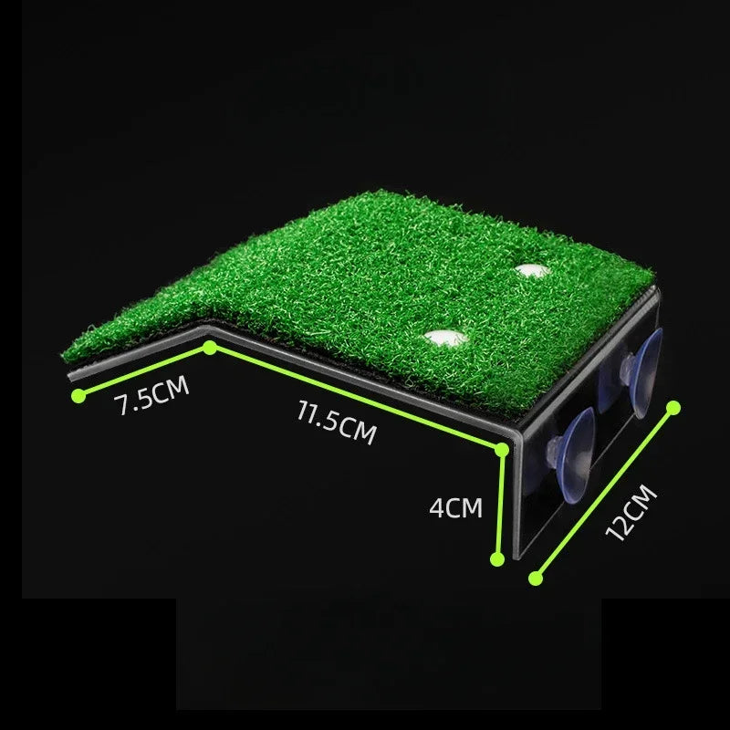 A 3D render of a rectangular artificial turf or grass mat with dimension labels showing 7.5CM, 11.