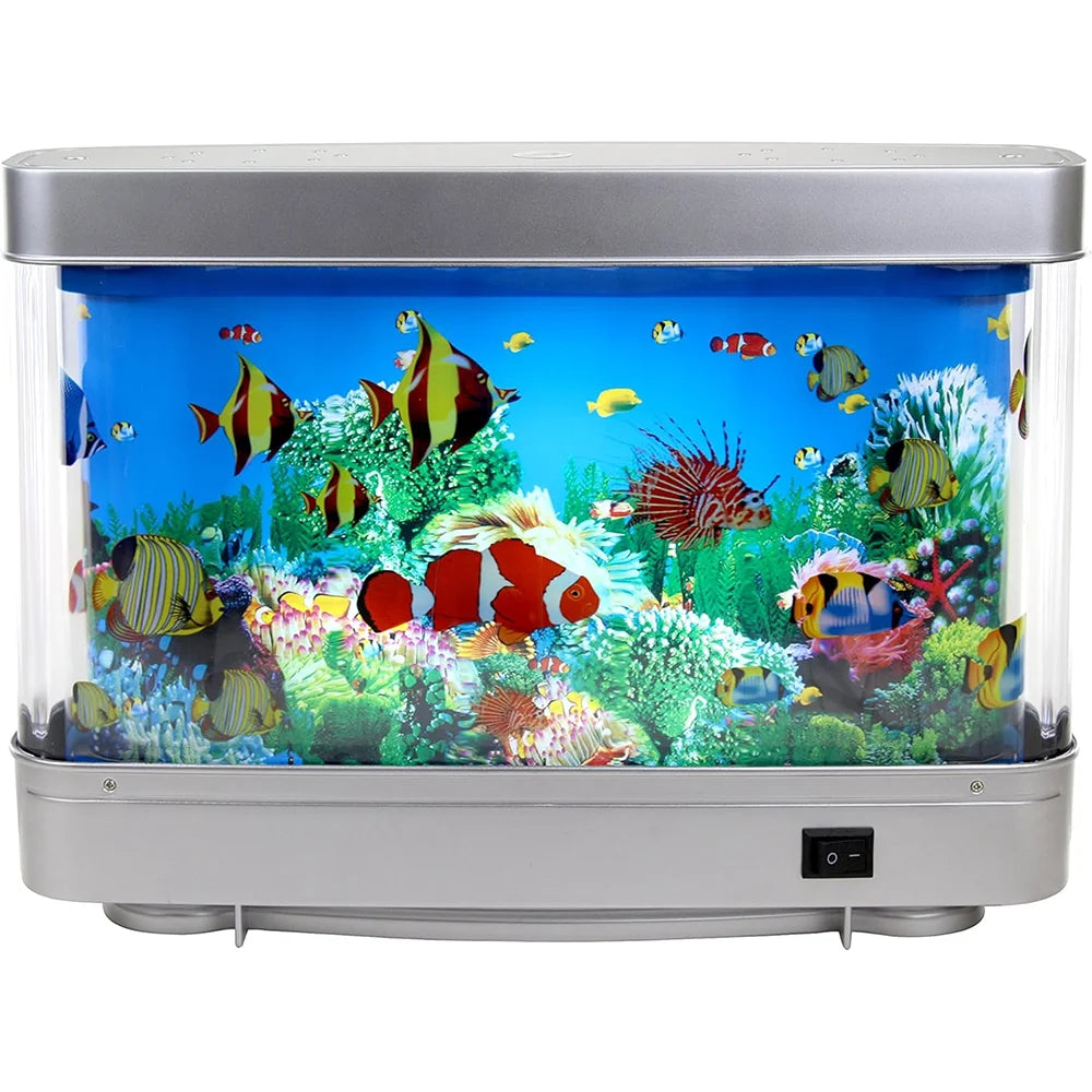 Fish tank with colorful fish and coral on a white background