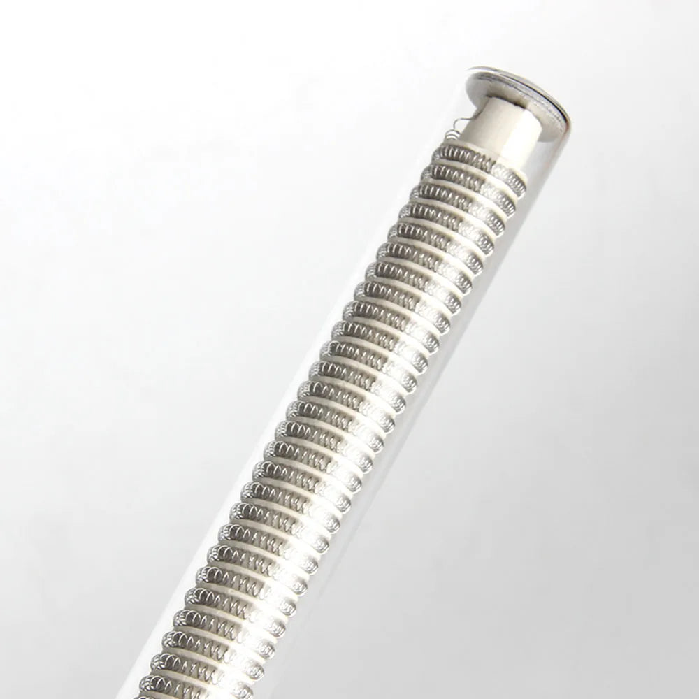 Metallic hose with textured surface on a white background