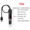 Mini USB heater with specifications on a white background