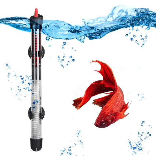 Aquarium heater with a red fish in water