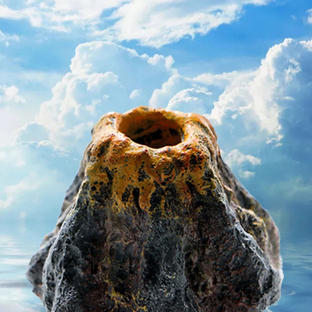 Close-up of a textured rock with a blue sky and clouds in the background