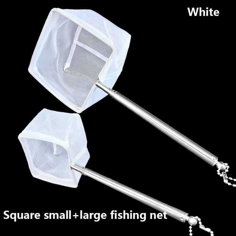 White square small and large fishing net on a black background