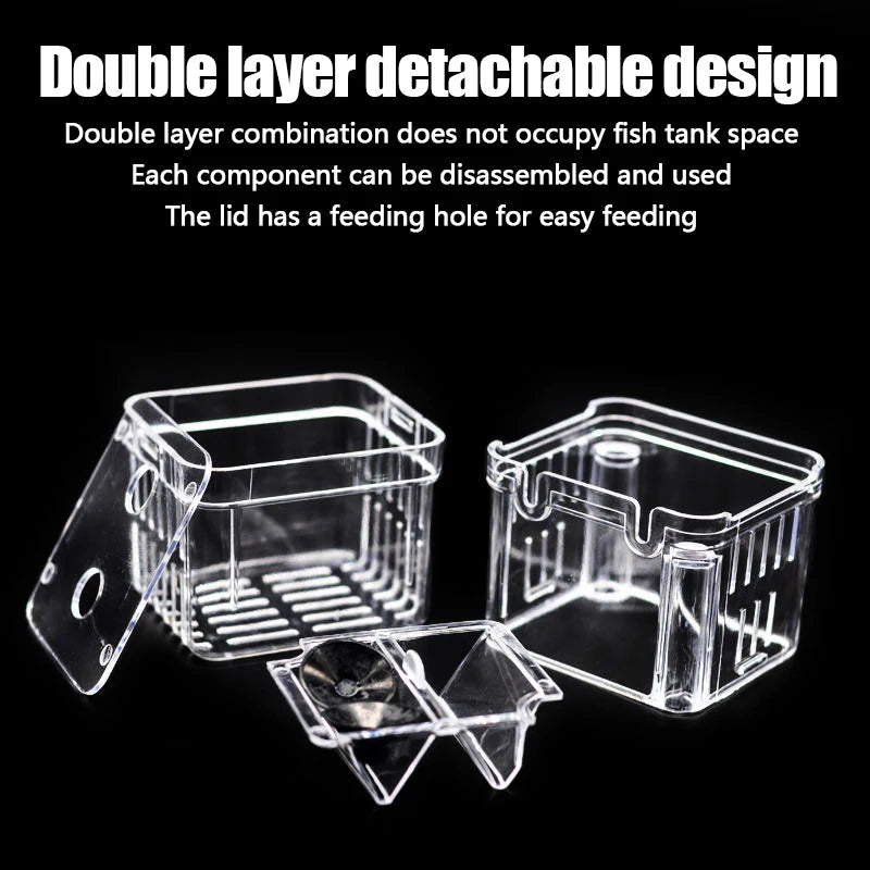 Clear double-layer detachable design with text on a black background