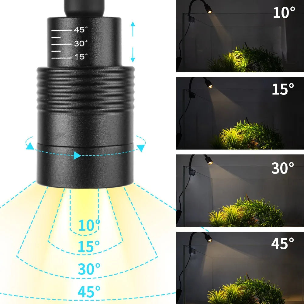Light fixture with adjustable angle feature and examples of light direction.