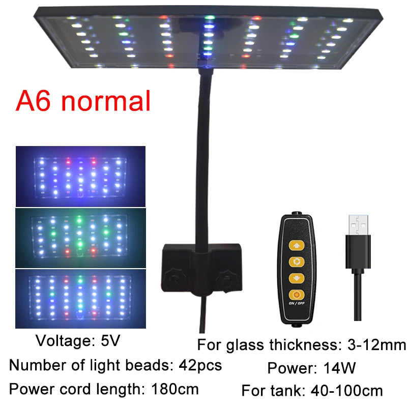 LED light panel with control unit and USB cable, labeled 'A6 normal'.