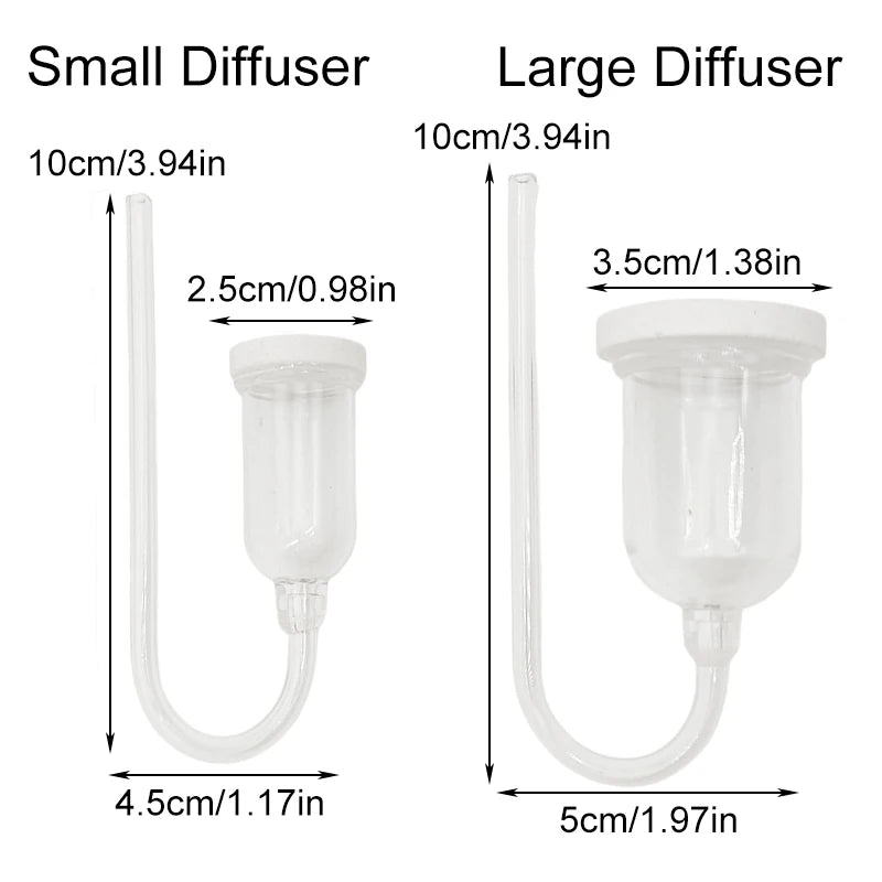 Comparison of small and large diffusers with measurements labeled