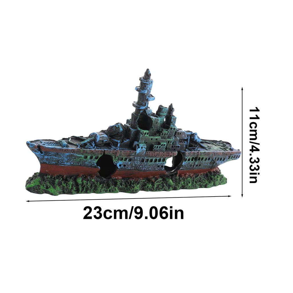 Model of a ship with dimensions indicated on a white background